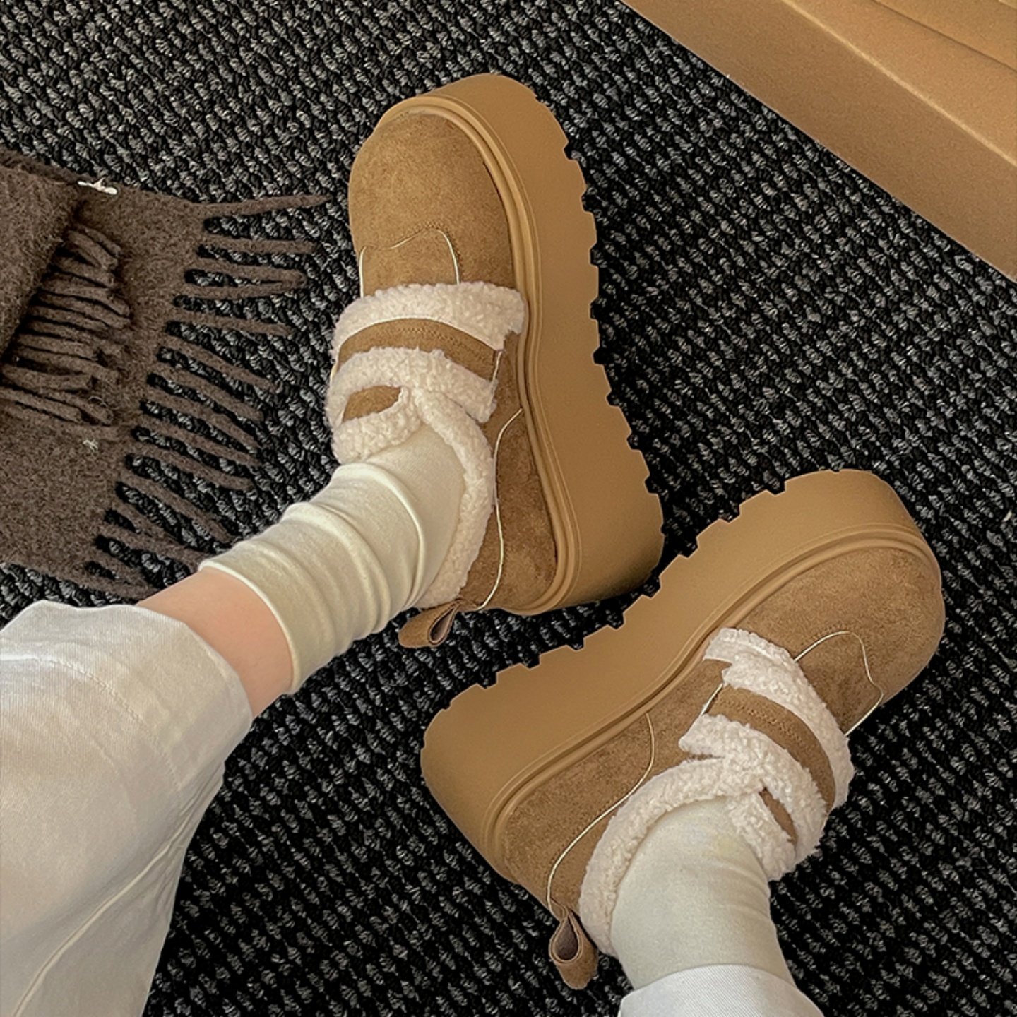 清仓真皮厚底增高雪地靴女2025新款冬季加绒加厚勃肯棉鞋毛毛鞋子