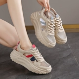 Спортивная обувь на платформе, высокие дышащие туфли для отдыха, сандалии, из натуральной кожи