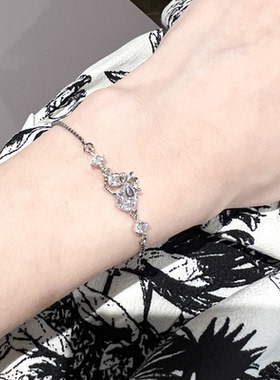 可抽拉调节爱心蝴蝶结手链女小众