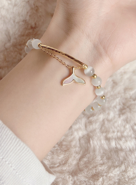 猫眼石鱼尾手链轻奢小众精致