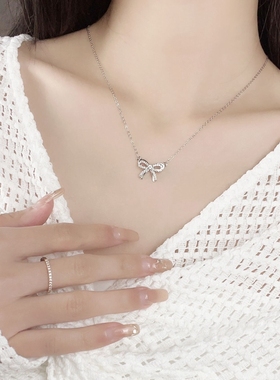 蝴蝶结双层项链女小众设计感简约