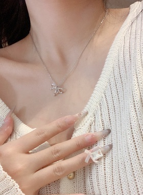 设计感双层蝴蝶结项链女独特小众