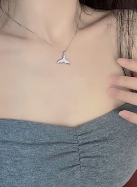 海豚鱼尾项链高级感轻奢小众设计
