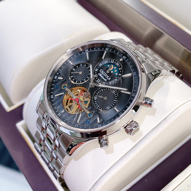 卡罗莱男士全自动镂空飞轮机械表 卡罗莱乔振国产腕表