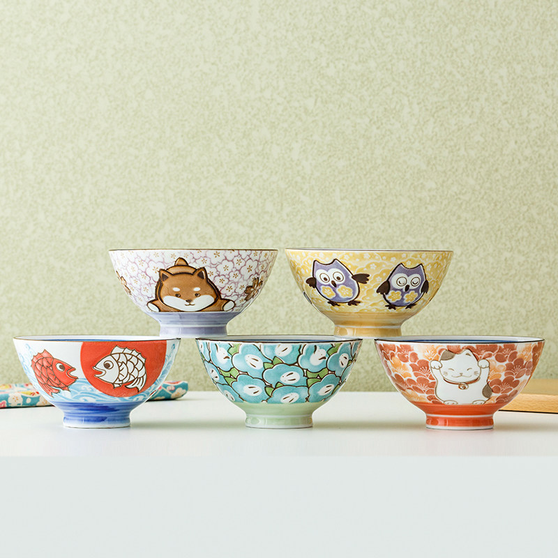 千代源卡通餐具日式家用碗日本陶瓷饭碗单个儿童可爱米饭小碗瓷碗,淘宝优惠券,粉丝福利购,淘宝优惠卷