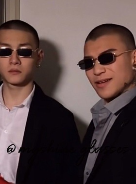 痞帅复古金属墨镜方框太阳镜网红个性小框方形眼镜户外太阳眼镜