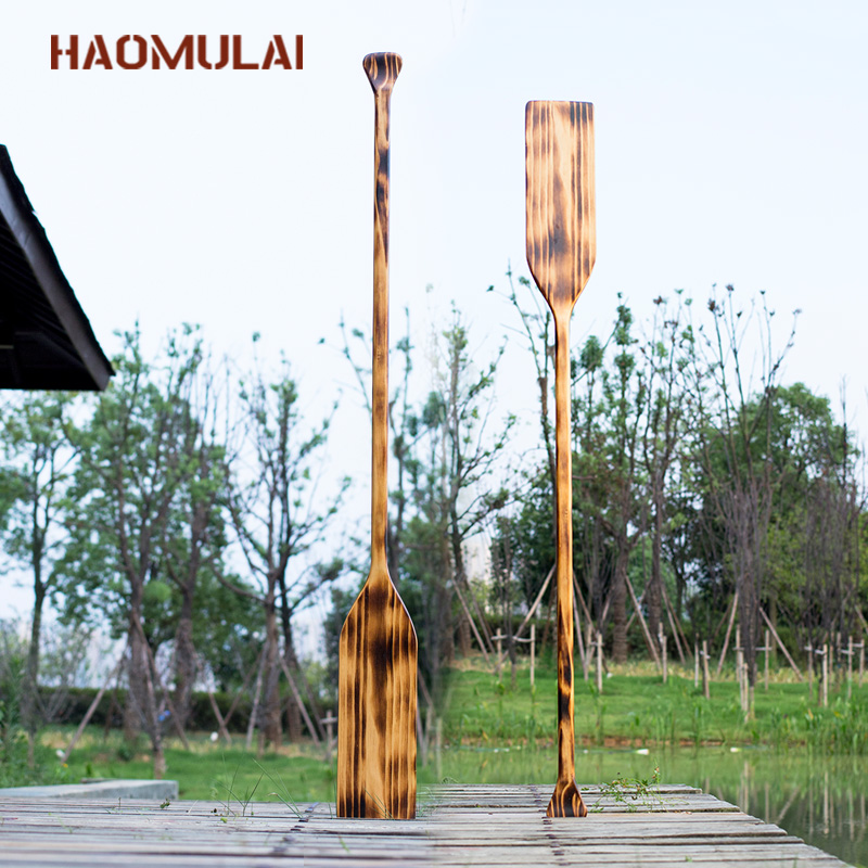 Haomulai木制划船桨炭烧复古做旧摄影道具龙船桨wood paddle划桨 - 图1