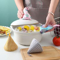 Day Style Cute Triangle Anti-Burn Lid Cap Kitchen Pan Handle Casserole Cast-iron Pan Cast-iron Pan Ear Cover Insulation Gloves