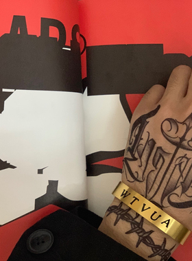 志明日潮原创WTAPS中古蝌蚪同款手镯手环925银余文乐同款个性配饰