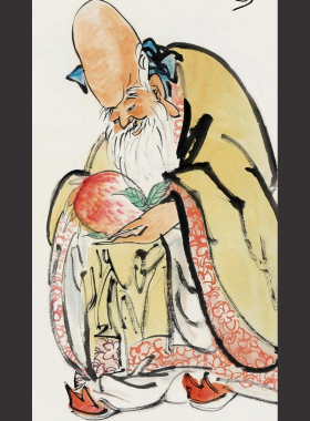 祝寿书画国画寿星朵莲精舍纯手绘