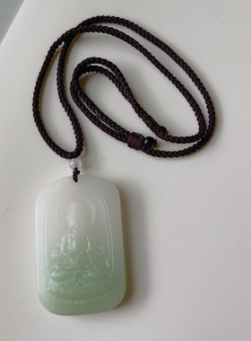 时尚百搭简约轻奢翠青绿白色站观音吊坠男女款挂件项坠