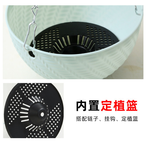 吊兰吊篮花盆垂钓悬挂式挂钩养绿萝塑料树脂圆形加厚藤编吊盆吊球 - 图2