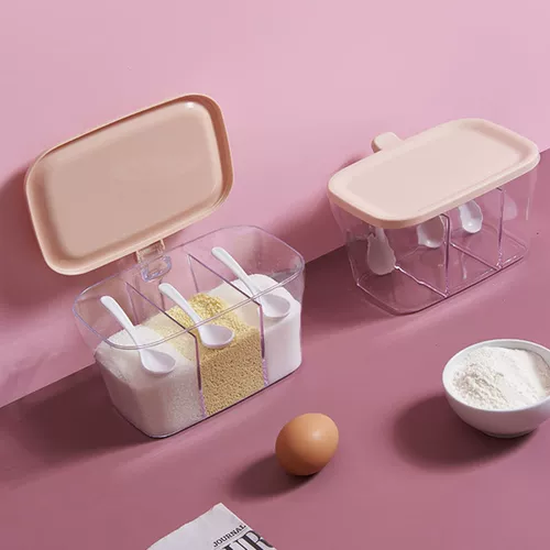 Коробка для приправ, бытовая кухонная банка для приправ, комбинированный набор, цельный многосеточный флакон для соли, глутамата натрия и перца, бутылка для приправы для хранения