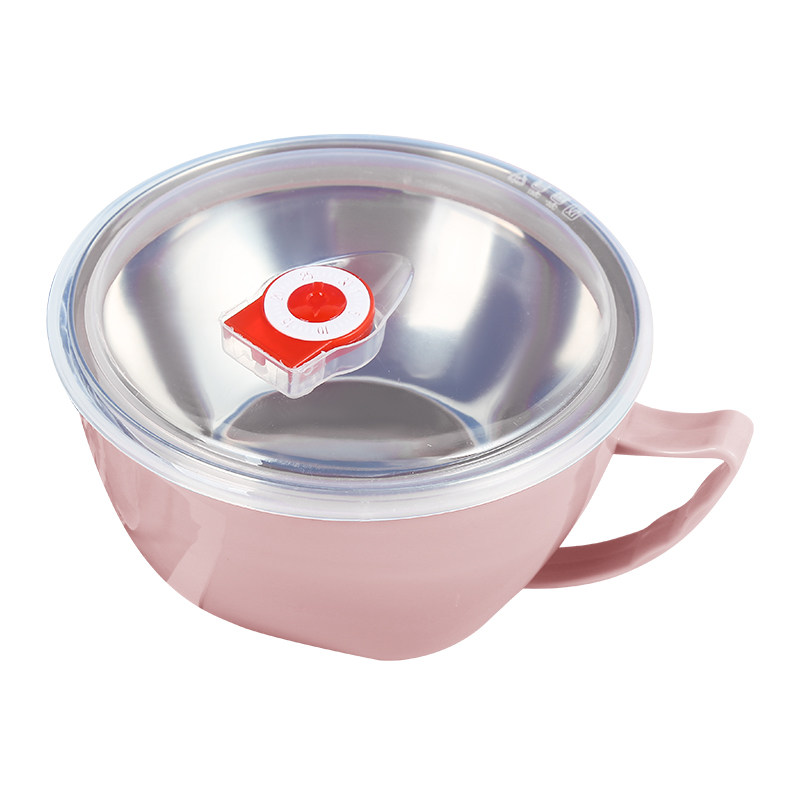 不锈钢泡面碗卡通兔子带盖韩式碗筷套装宿舍家用学生便当盒大汤碗