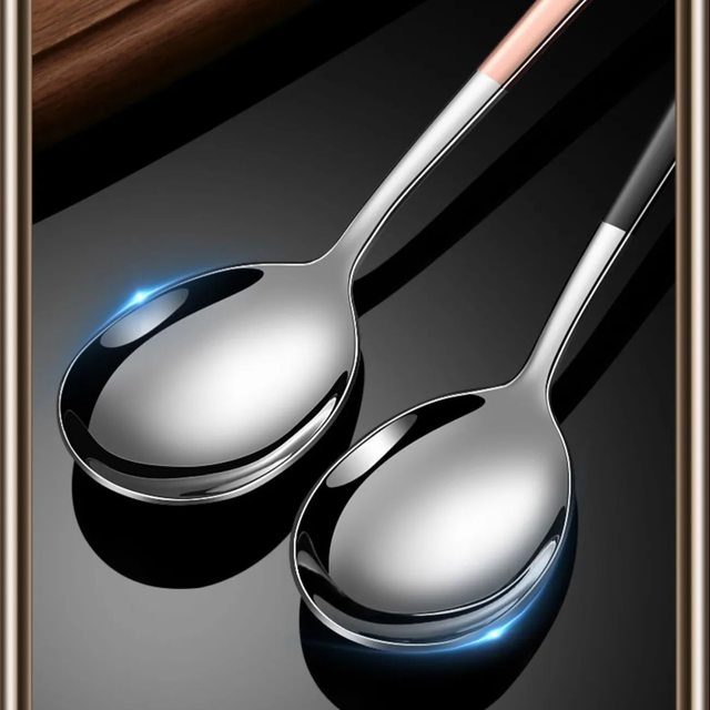 Food grade stainless steel long-handled children's soup spoon