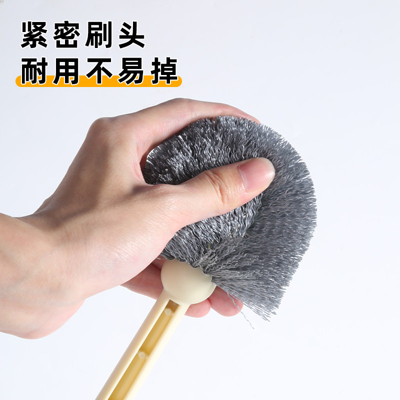 Wall-mounted long-handled toilet brush with no dead ends