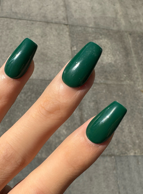 kendall肯豆明星同款绿色手工纯色穿戴甲美甲欧美时尚ins短款
