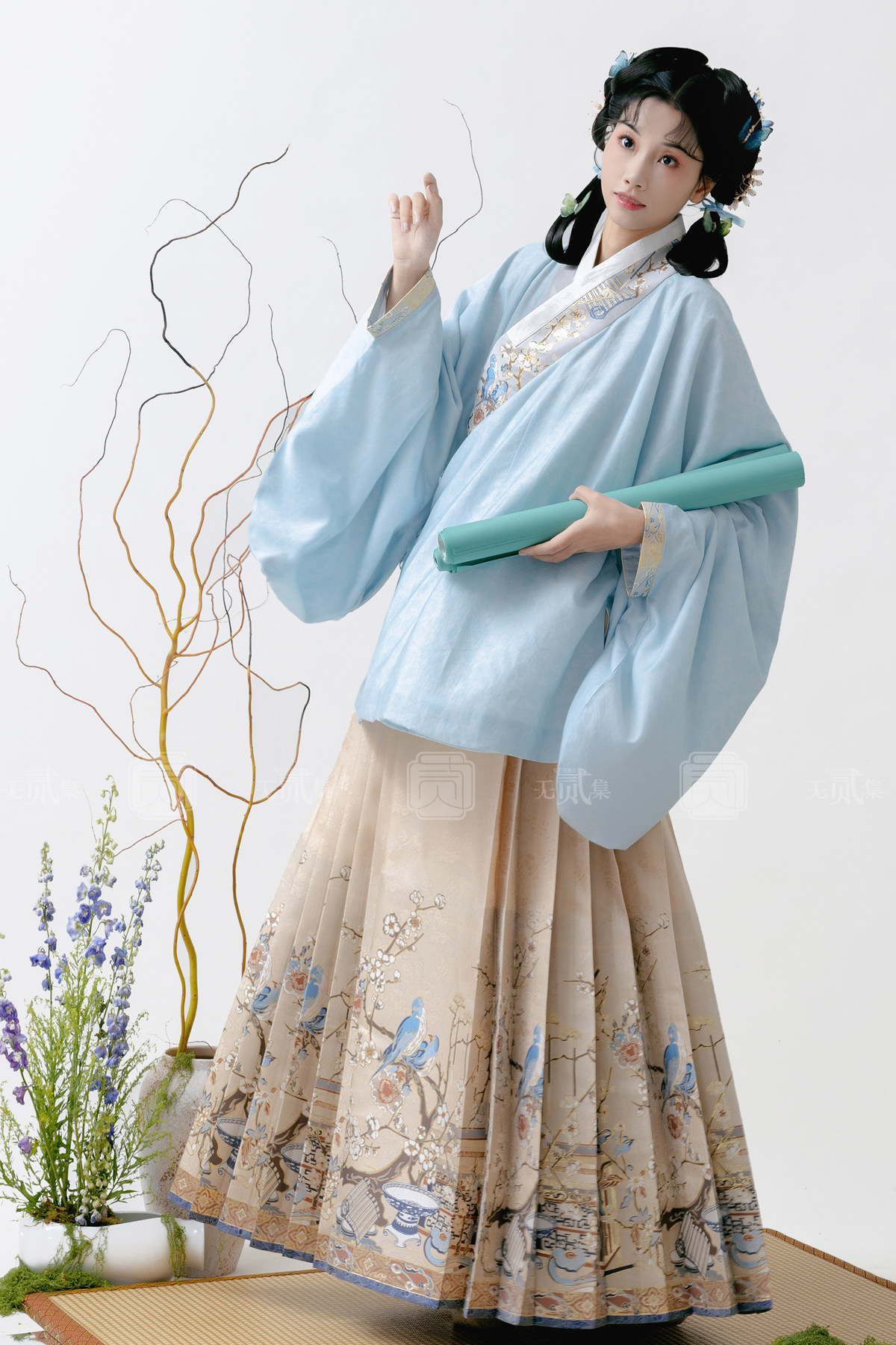 无贰集【一笺锦】交领袄琵琶袖文房花鸟马面裙日常明制汉服秋冬,淘宝优惠券,粉丝福利购,淘宝优惠卷