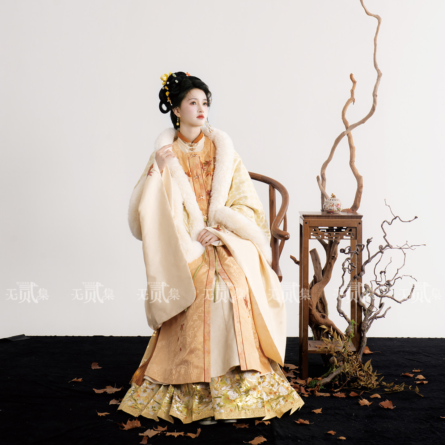 无贰集【独照枫月】明制立领斜襟长衫枫叶长比甲马面裙秋冬汉服,淘宝优惠券,粉丝福利购,淘宝优惠卷