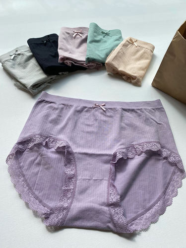 极简风 宽松加肥加大码中高腰内裤女吸汗石墨烯纯棉裆三角裤纯色 - 图3