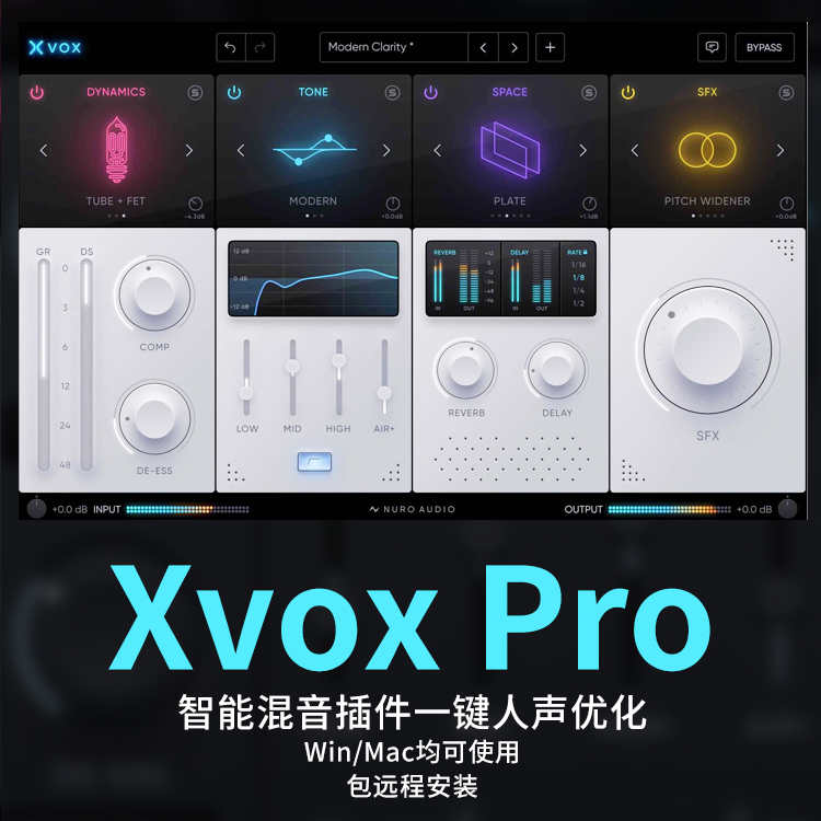 Xvox Pro 人声一键智能AI混音贴唱染色Nuro Audio后期效果器插件 - 图1