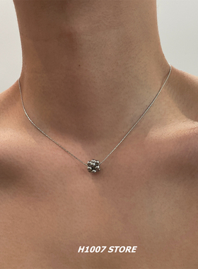 立体小球小众设计感细款男项链女嘻哈冷淡风毛衣链高级锁骨链新品