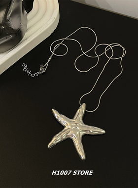 甜酷风辣妹海星长款度假风男项链女银色毛衣链小众设计高级感配饰