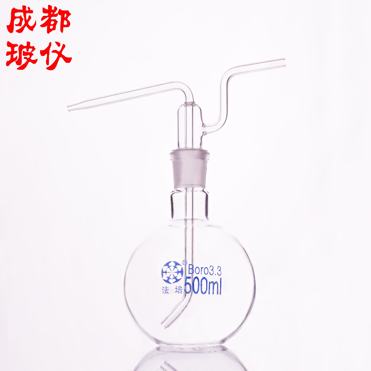 法培气体洗瓶平底洗瓶50ml100ml150ml250ml500ml1000ml平底洗气瓶 - 图3