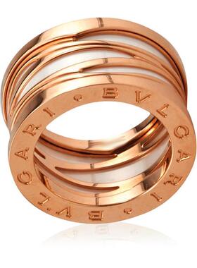 代购Bvlgari宝格丽女士戒指优雅简约时尚精致玫瑰金白色陶瓷