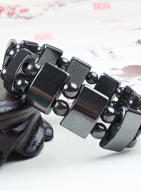 磁铁手链情侣款磁疗保健新款圆珠大号半月磁男女黑色相吸磁石手串