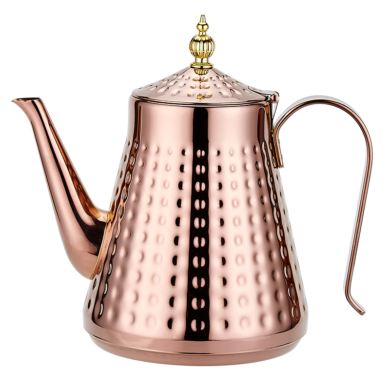 金色加厚不锈钢茶壶餐厅茶楼高品质泡茶水壶家用复古电磁炉烧水壶 - 图3
