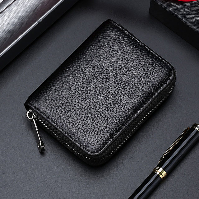 The new leather card bag men's exquisite high -end women's anti -magnetic ultra -thin document multi -card large -cap