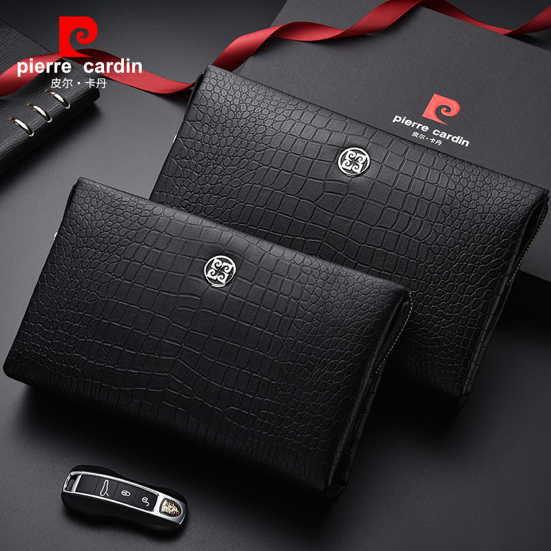 皮尔卡丹真皮密码锁男士手拿包男包 黛碧箱包男士包袋