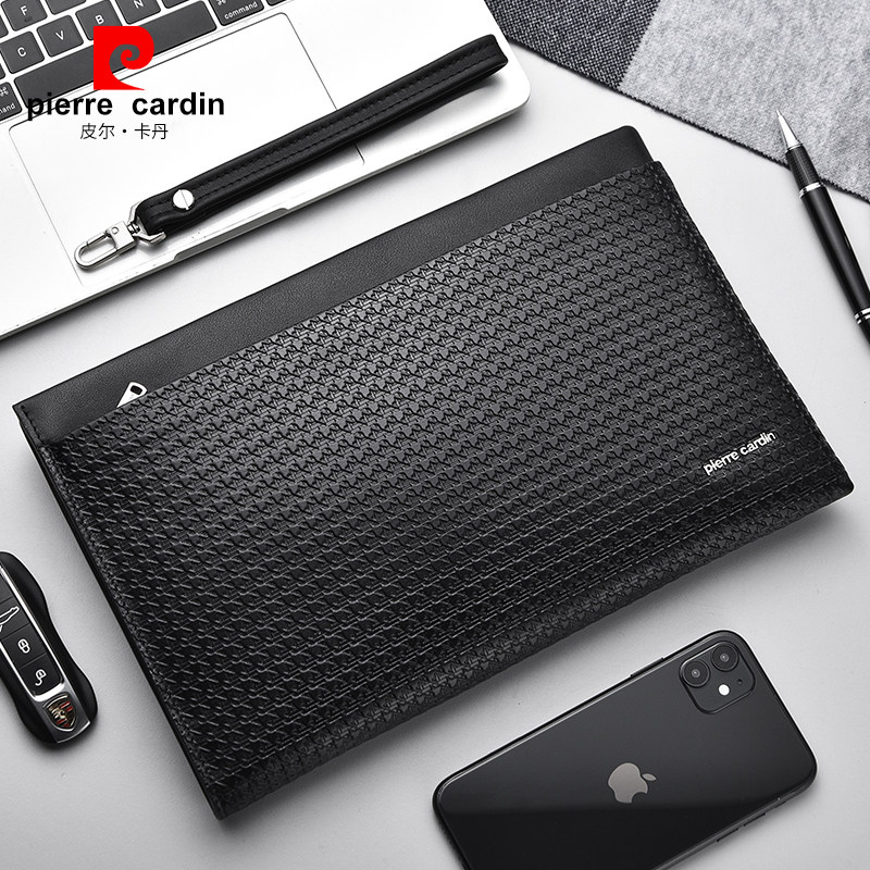 皮尔卡丹真皮男士信封包正品手拿包 黛碧箱包男士包袋