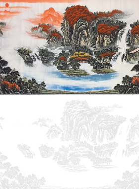 定制国画底稿山水画墨稿国画临幕画稿山水底稿山水画临幕白描底稿