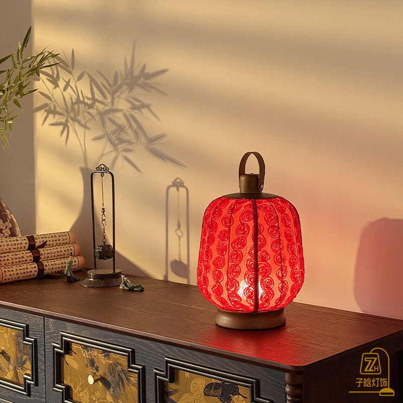 宋代美学中式绣花宫灯婚房卧室床头装饰台灯创意节日婚庆氛围台灯