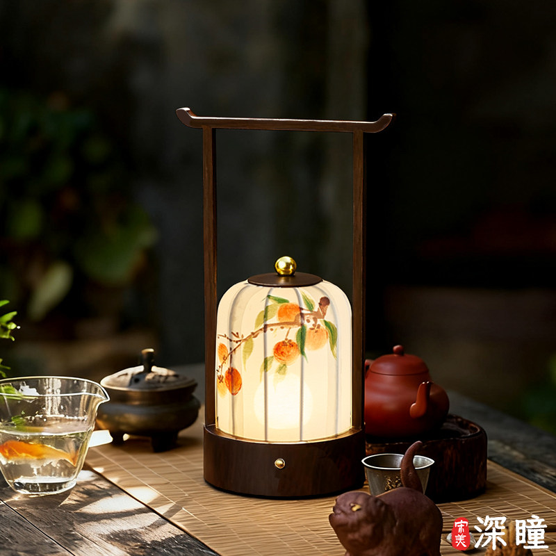 宋代美学茶室中式充电台灯卧室禅意床头灯客厅国风复古装饰氛围灯