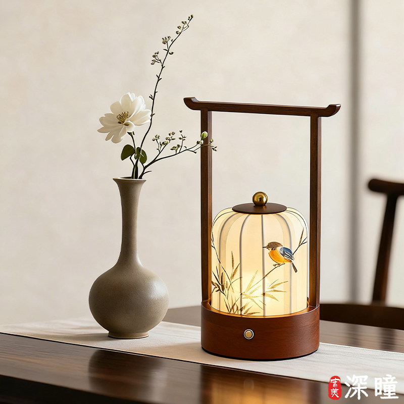 宋代美学茶室中式充电台灯卧室禅意床头灯客厅国风复古装饰氛围灯