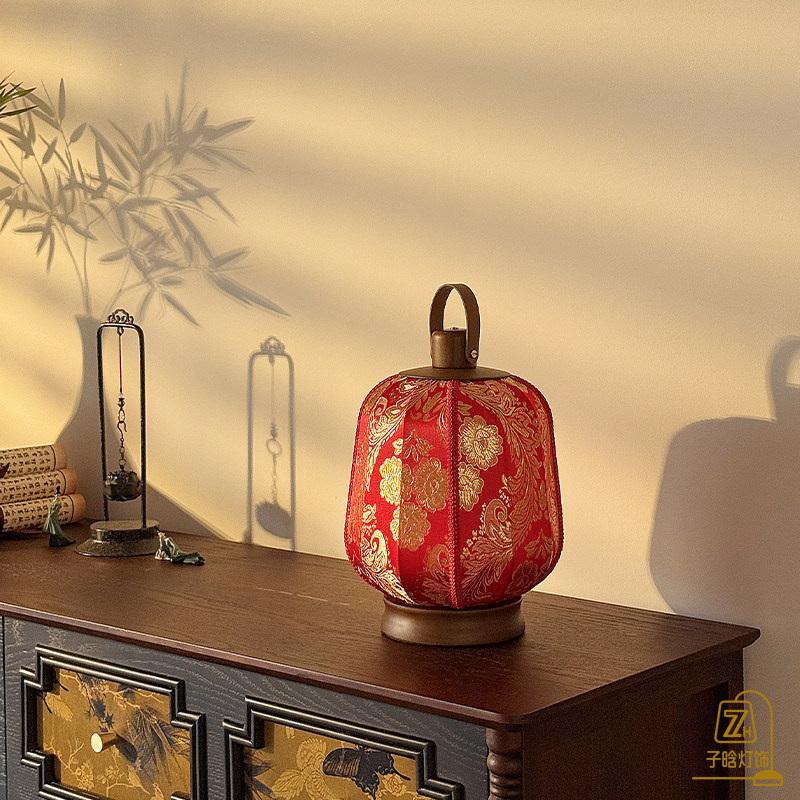 宋代美学中式绣花宫灯婚房卧室床头装饰台灯创意节日婚庆氛围台灯