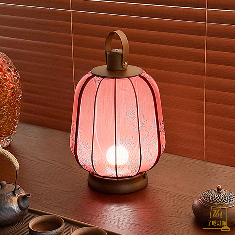 宋代美学国画绣花实木台灯中式高级美感布艺氛围节庆送礼装饰台灯