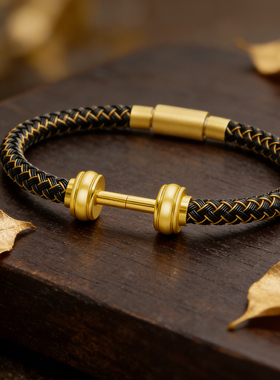 男款可穿小孔黄金转运珠粗款手绳