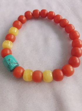 天然南红玛瑙手链女款单圈多宝珠手串民族风饰品蜜蜡绿松石定制