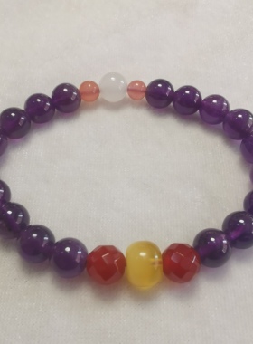 乌拉圭天然紫水晶手链女紫晶手串单圈简约转运情侣时尚首饰品捡漏