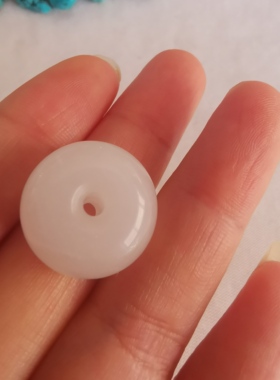 精品放巨漏白玉油润细腻乳白平安扣吊坠挂件