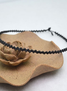 黑色尖晶石项圈生日礼物锁骨链