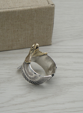 纯银戒指开口老鹰指环时尚潮饰