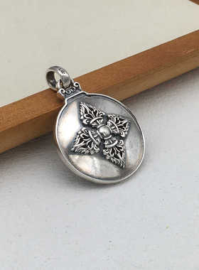 S925纯银九宫八卦图吊坠复古潮饰