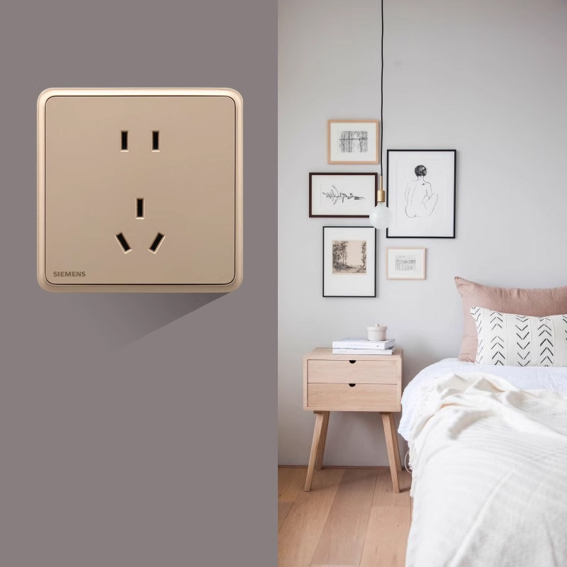 西门子开关插座灵蕴日曜金五孔面板 西门子璞高专卖电源插座