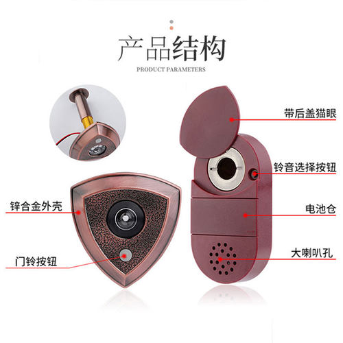 通用防盗门猫眼门镜门铃二合一家用高清镜片多种音乐可选 - 图1
