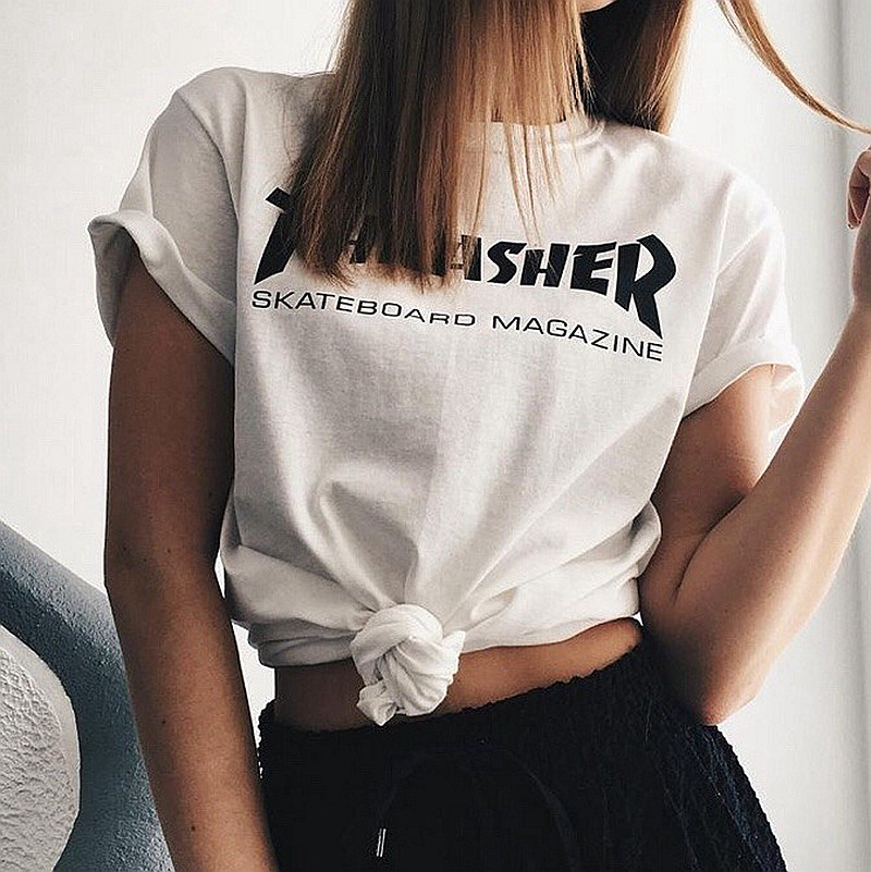 【美版基础款合辑】Thrasher Skate Mag Tee 基础字母火焰短袖T恤 - 图0